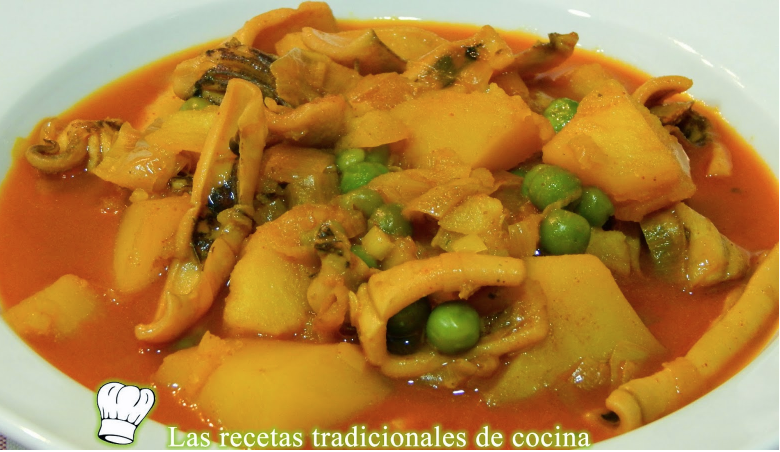 Ensalada de pimientos asados atún y huevo conguiso de calamares con patatas y guisantes